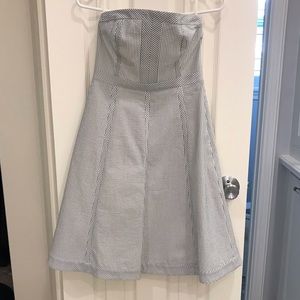 Banana Republic Blue Seersucker Strapless Dress